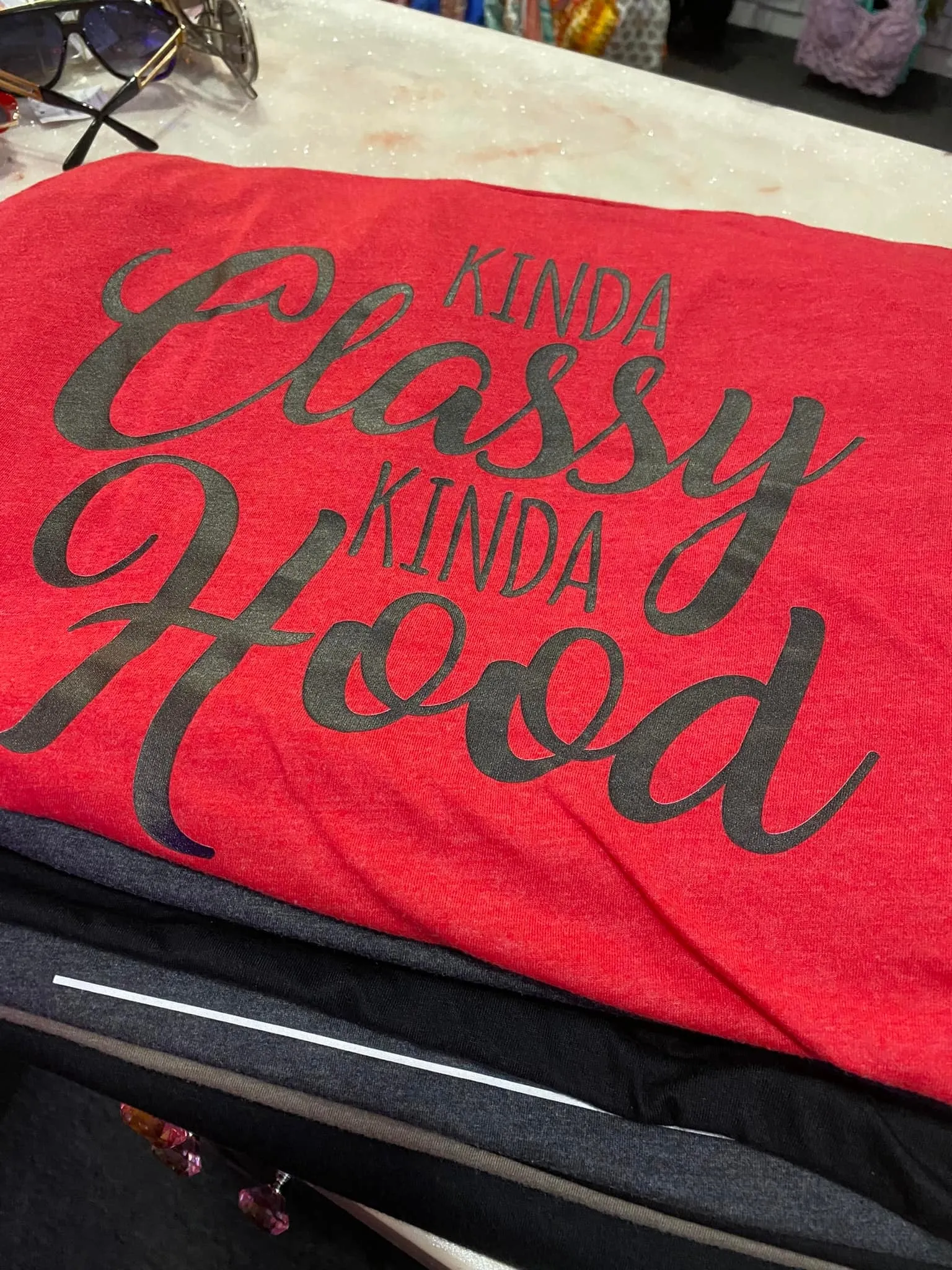 Kinda Classy Kinda Hood - DTG Unisex Tee ( red )