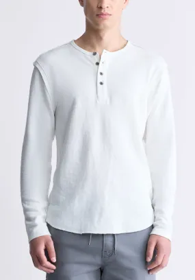 Kipato Men's Long-Sleeve Henley Top, White - BM24434