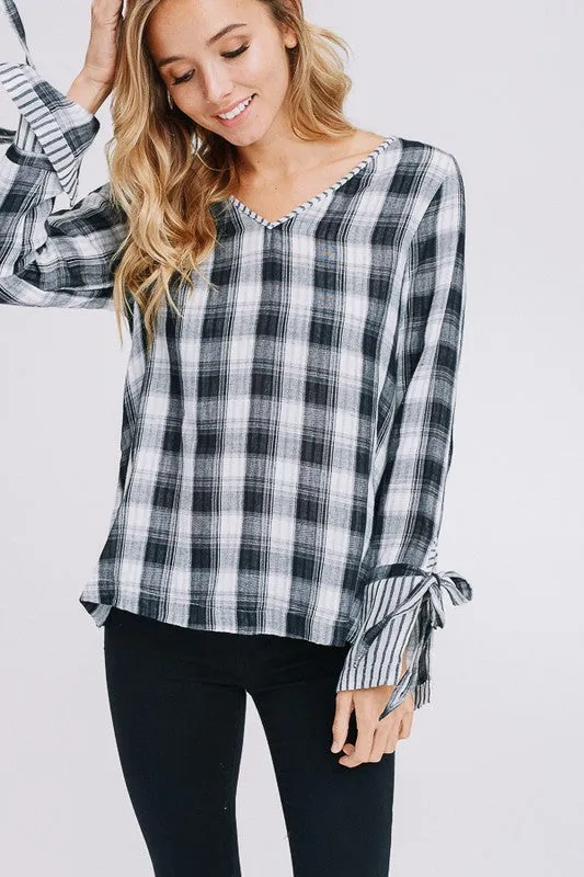 Kristen Striped Plaid Woven Top