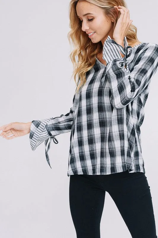 Kristen Striped Plaid Woven Top