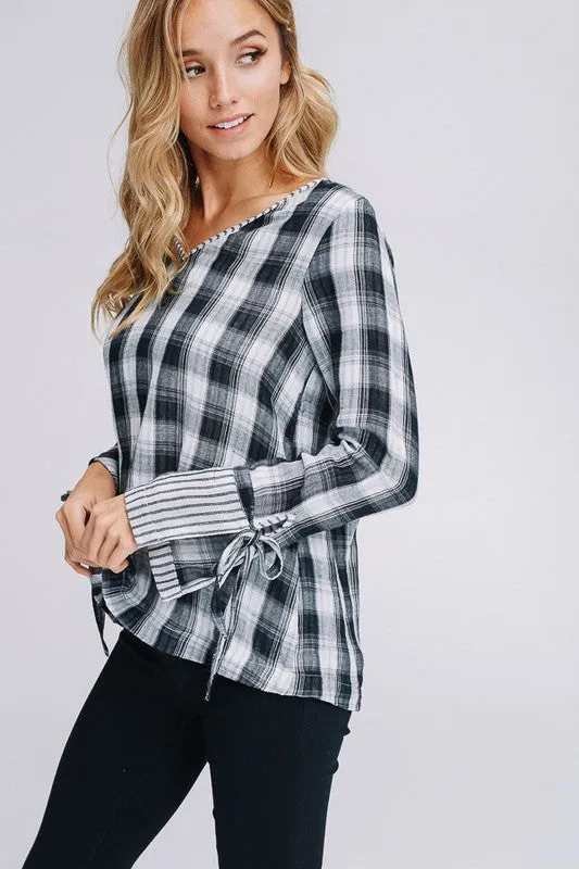 Kristen Striped Plaid Woven Top