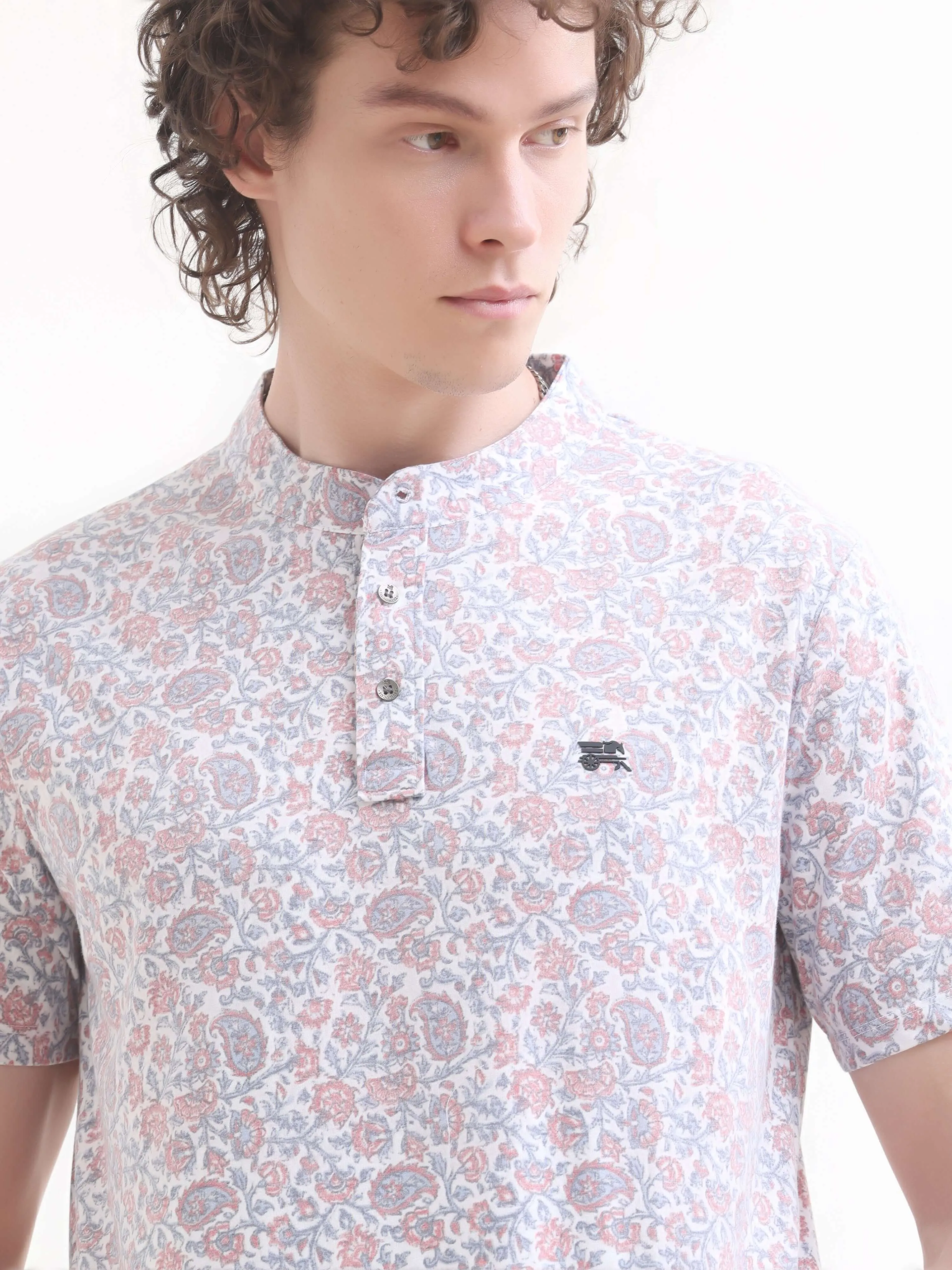 Lim floral pink henley tshirt