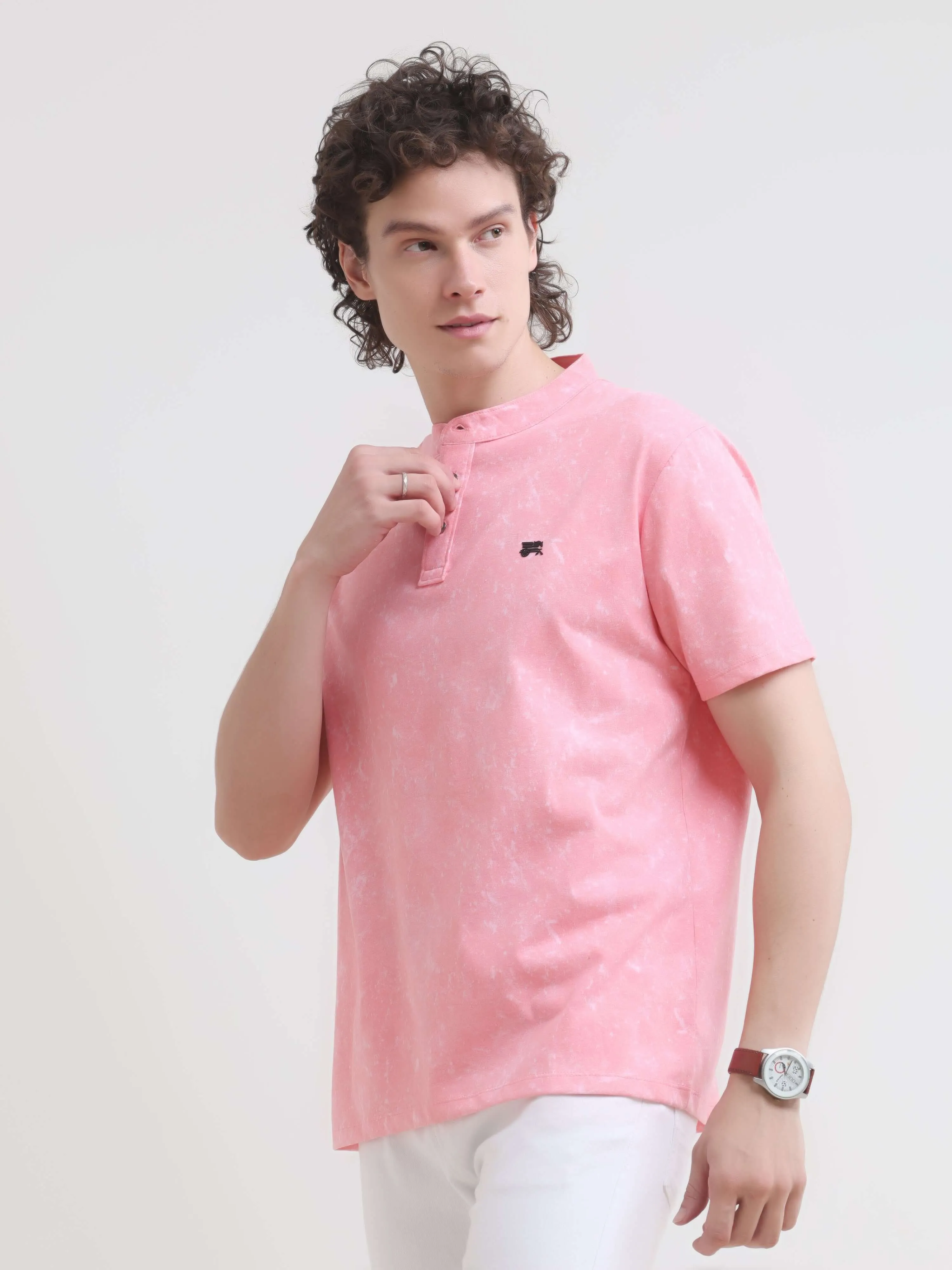 Lim solid pink henley tshirt