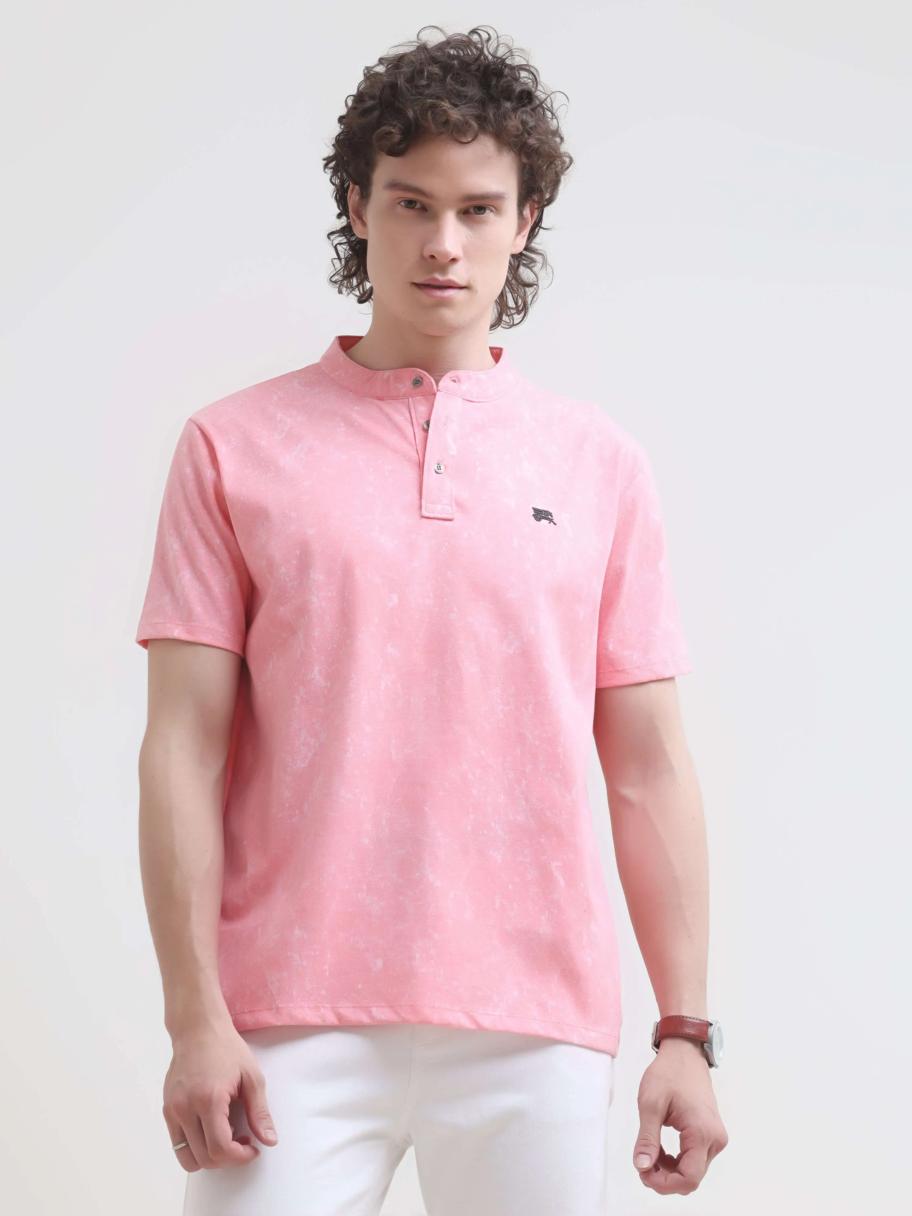 Lim solid pink henley tshirt