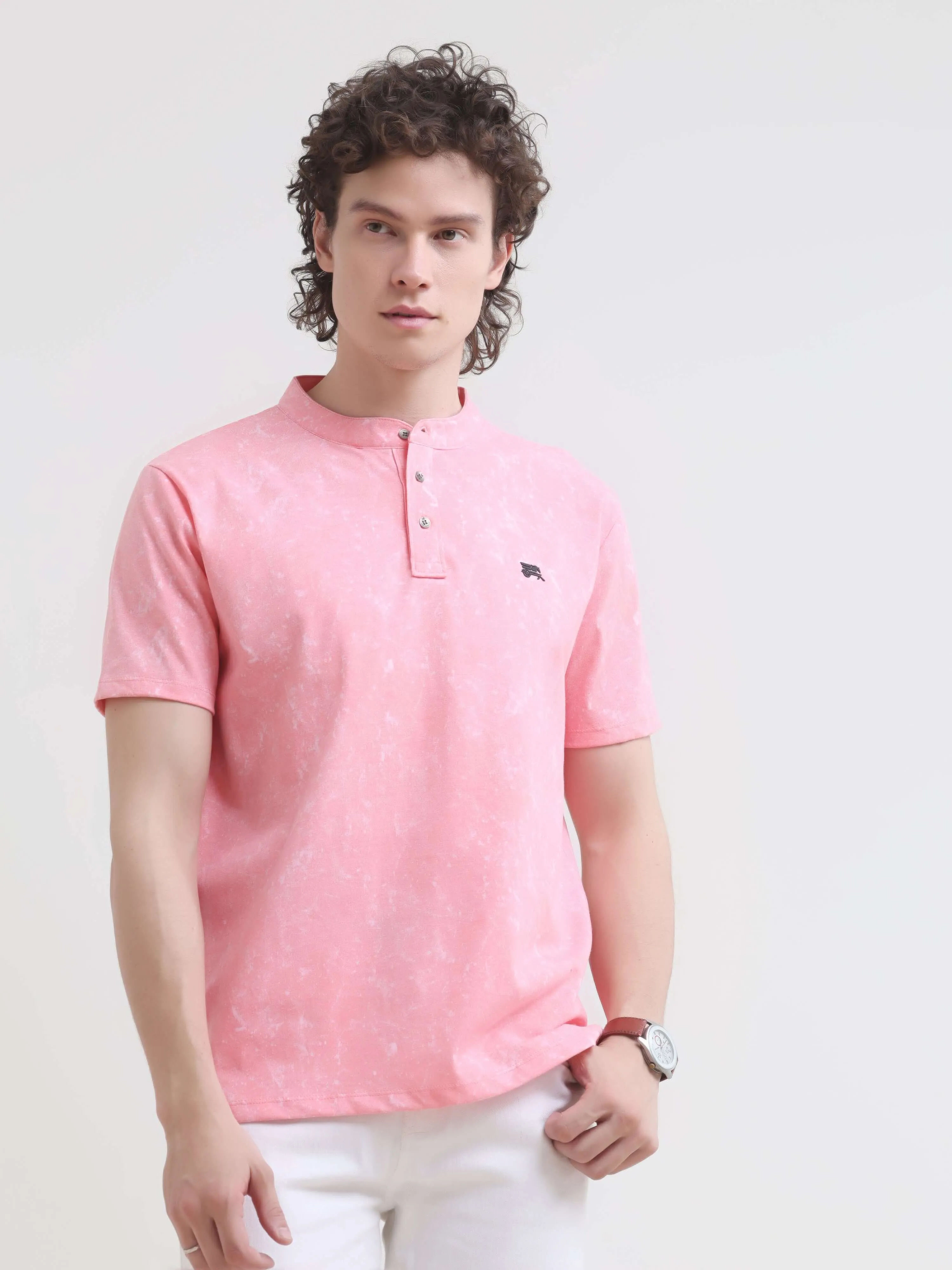 Lim solid pink henley tshirt