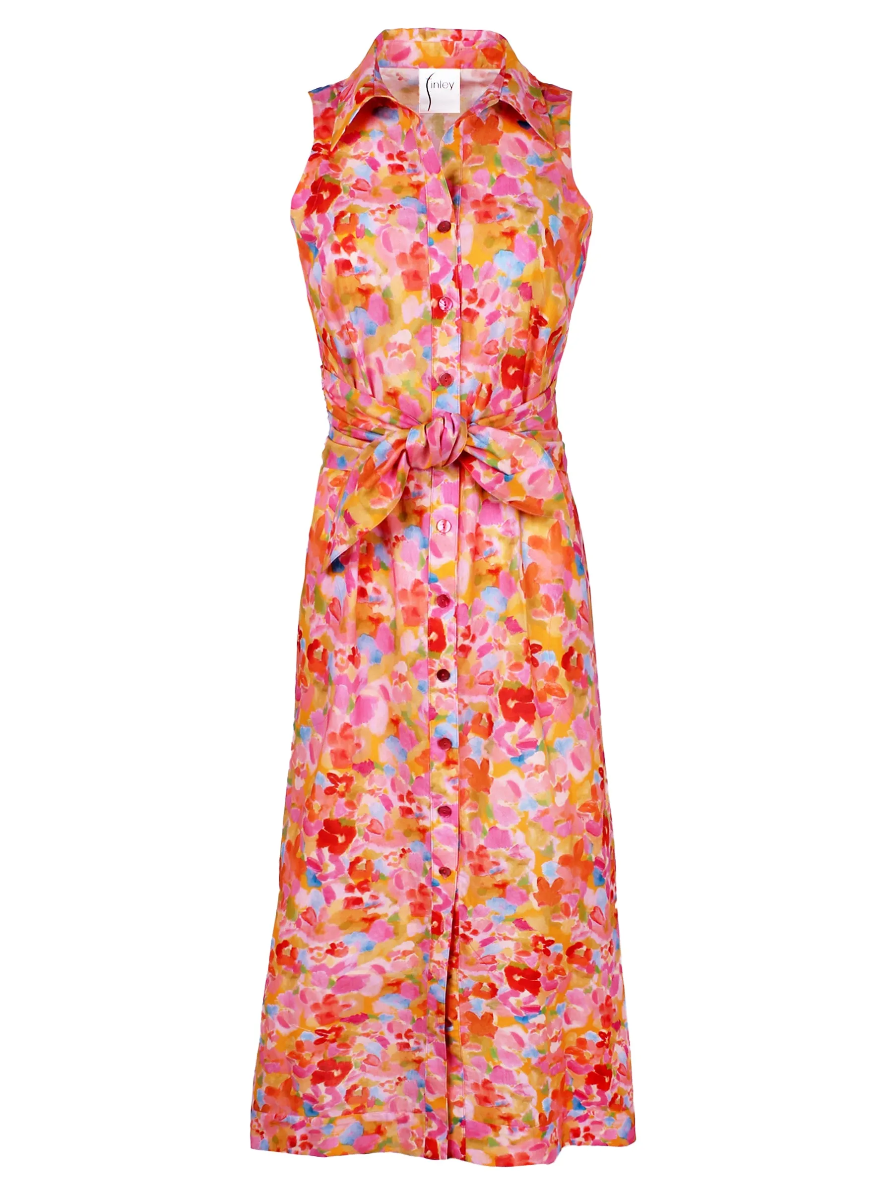 Long Ellis Sleeveless Dress Pink/Orange Capri Floral Print