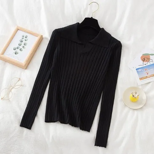 Long Sleeve Collar Shirt Top