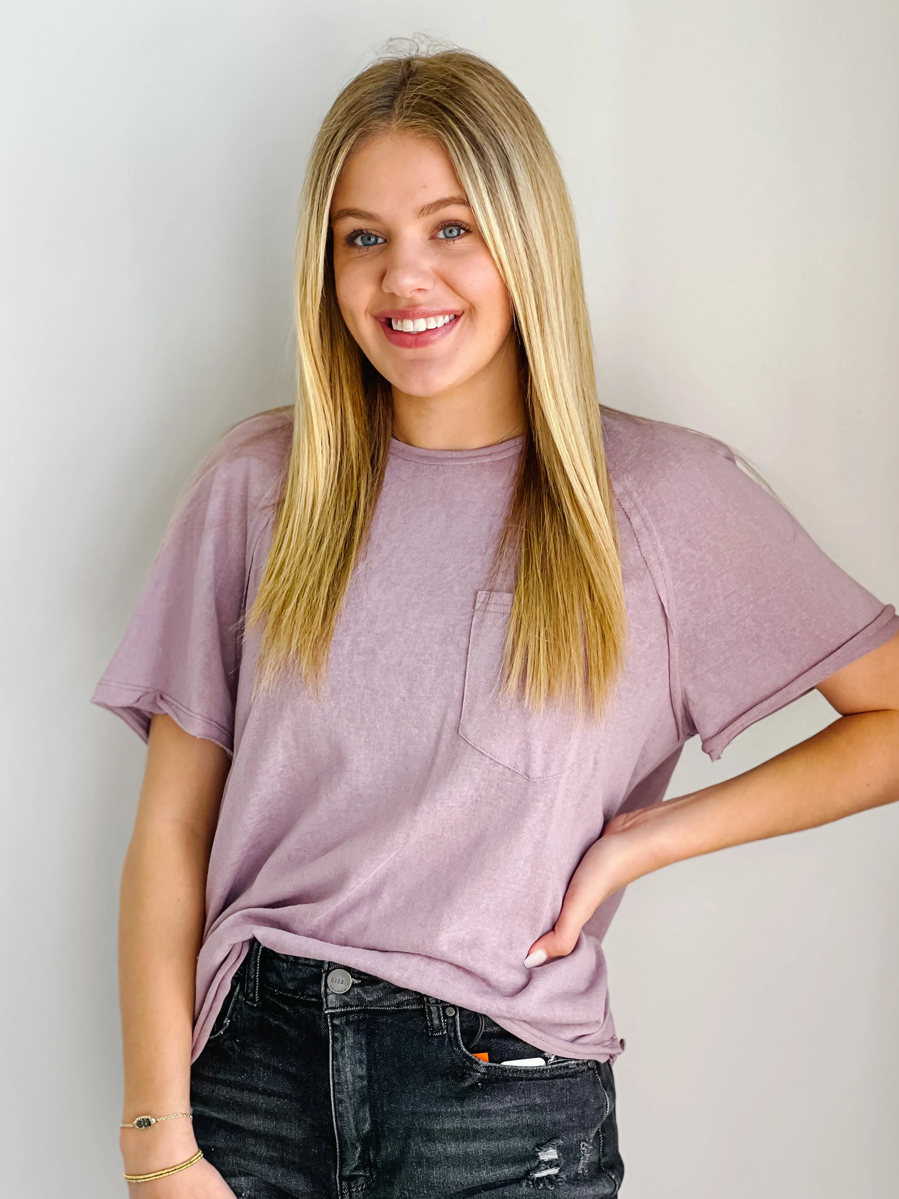 Lucy Raw Hem Pocket Tee