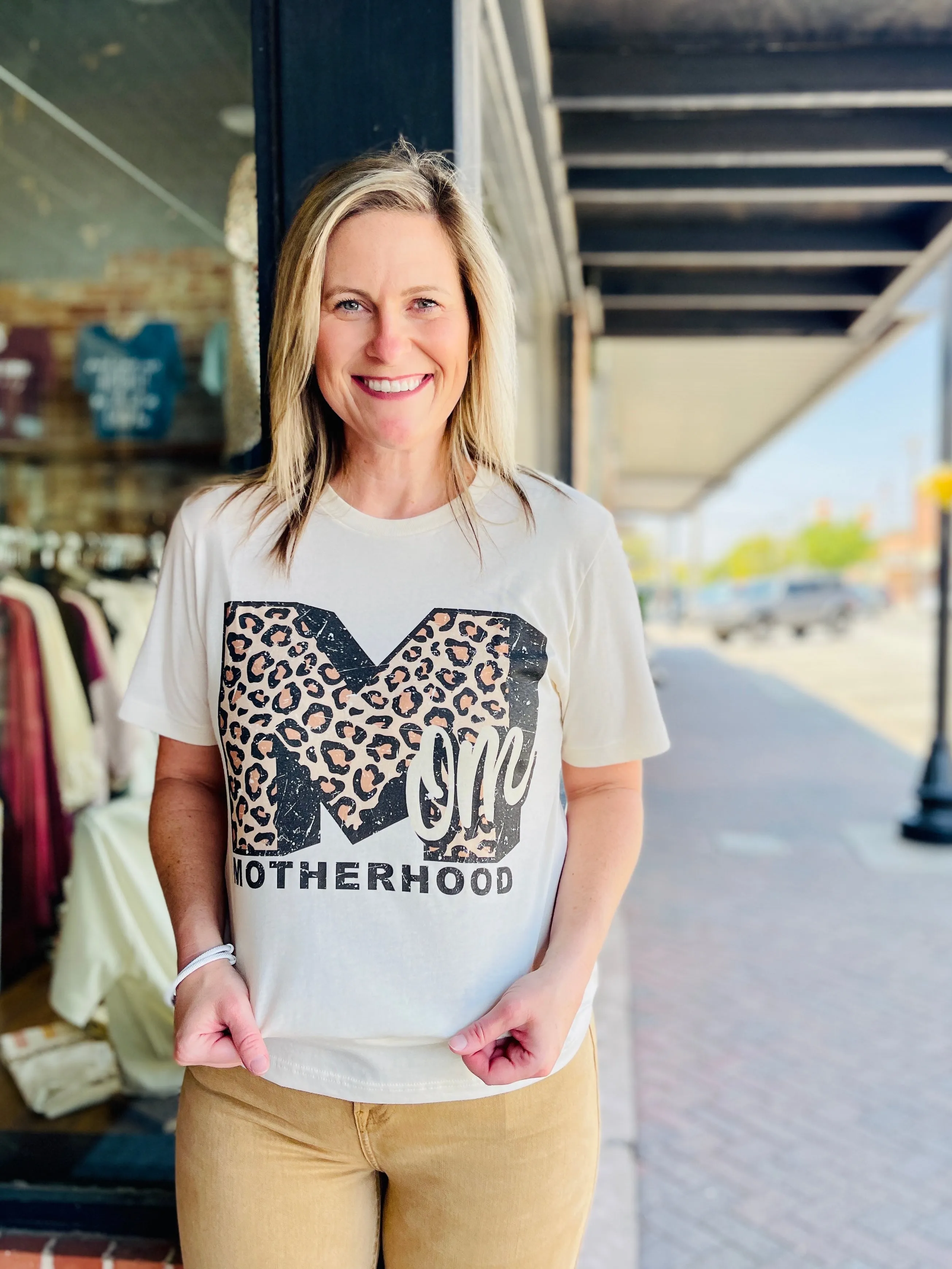 M Motherhood Leopard Graphic Tee