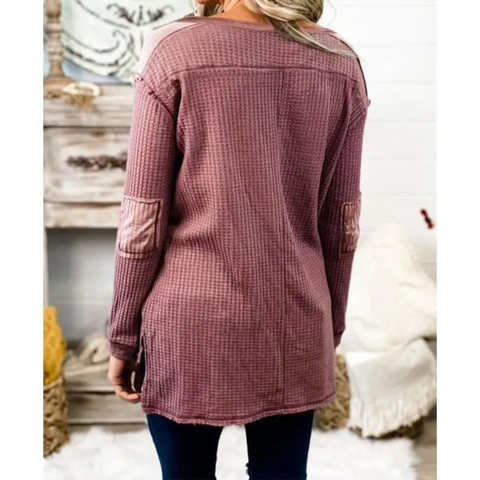 Mauve Distressed Henley