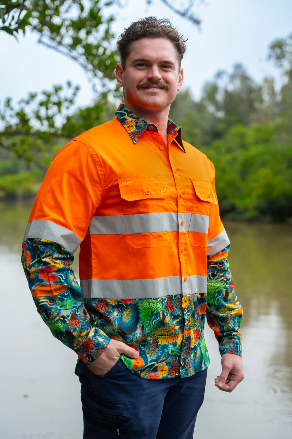 Men's Dundee Orange Day/Night Hi Vis Full Button Workshirt