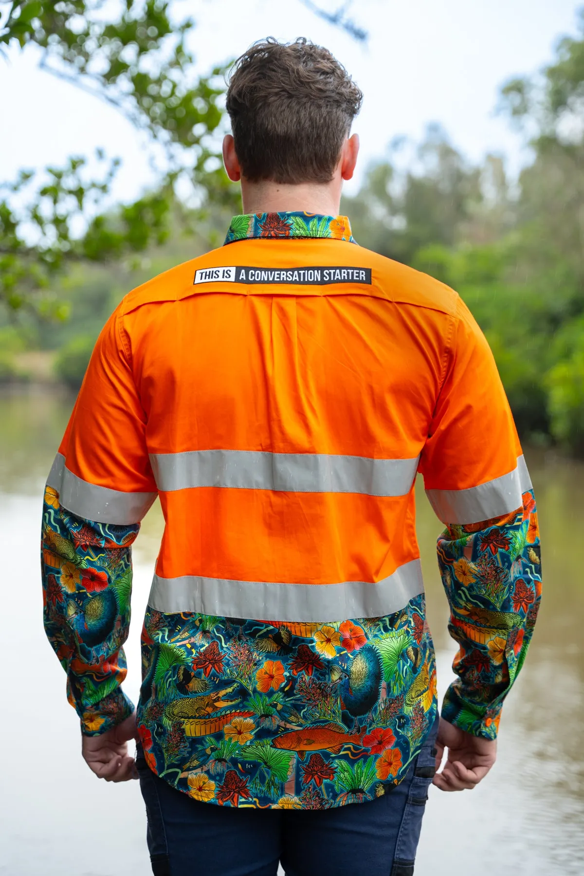 Men's Dundee Orange Day/Night Hi Vis Full Button Workshirt