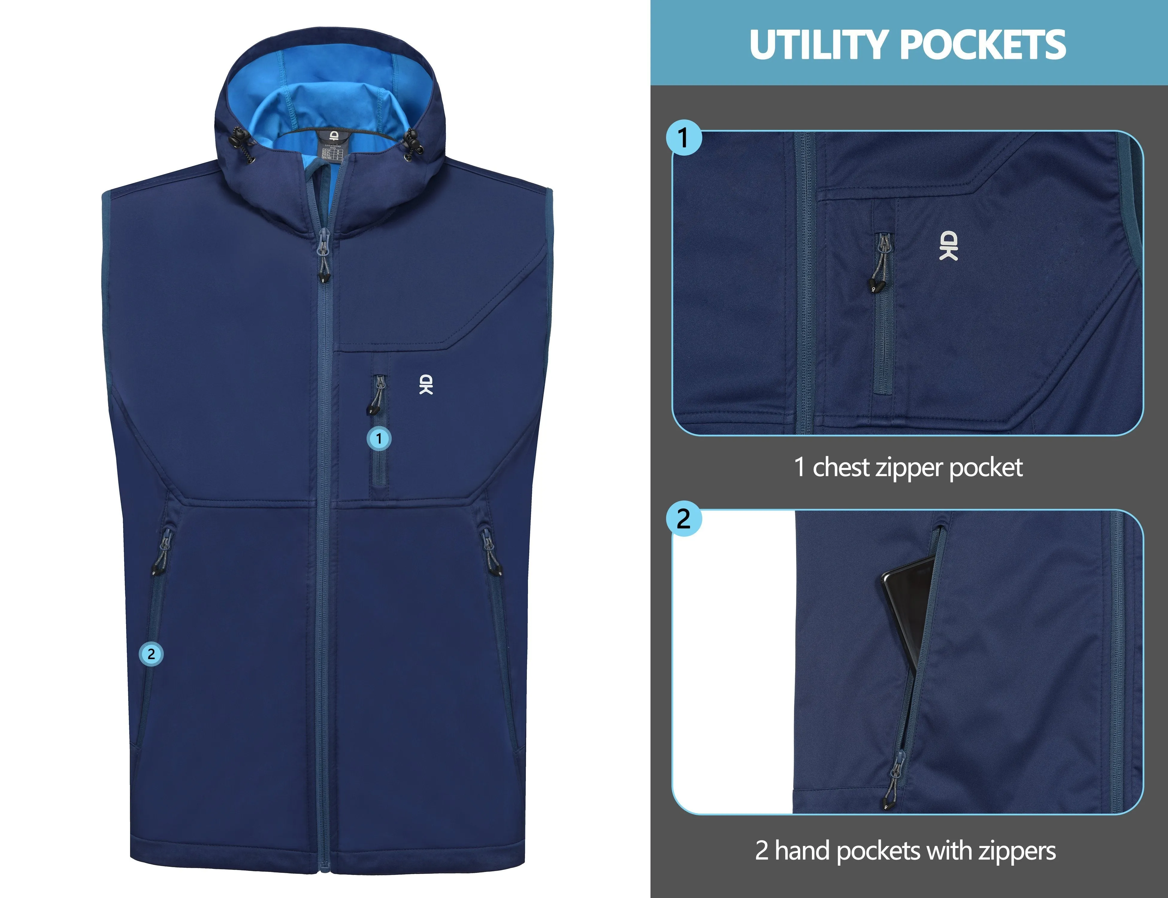 Men's Hooded Windproof Softshell Vest all