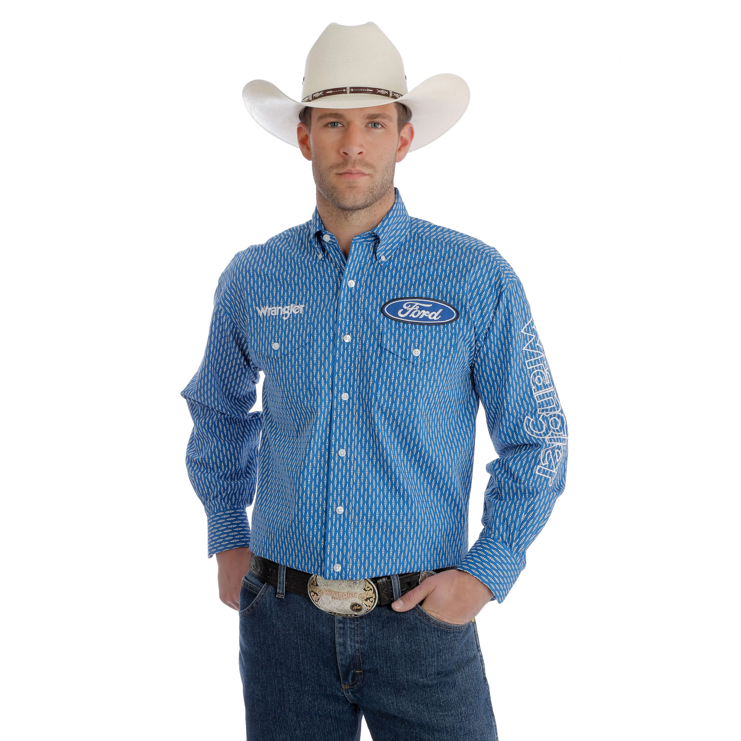 Long Sleeve Mens Wrangler and Ford Logo Shirt