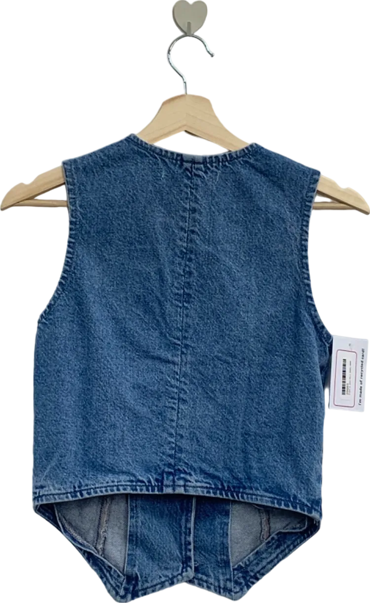 Michelle Keegan Blue Denim Sleeveless Waistcoat UK Size 12