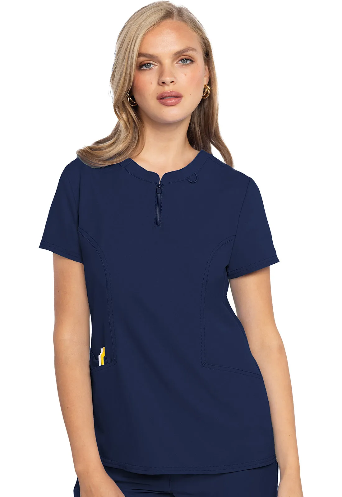 NEW FASHION! MC Insight Women's Zip Front Henley Scrub Top MC609