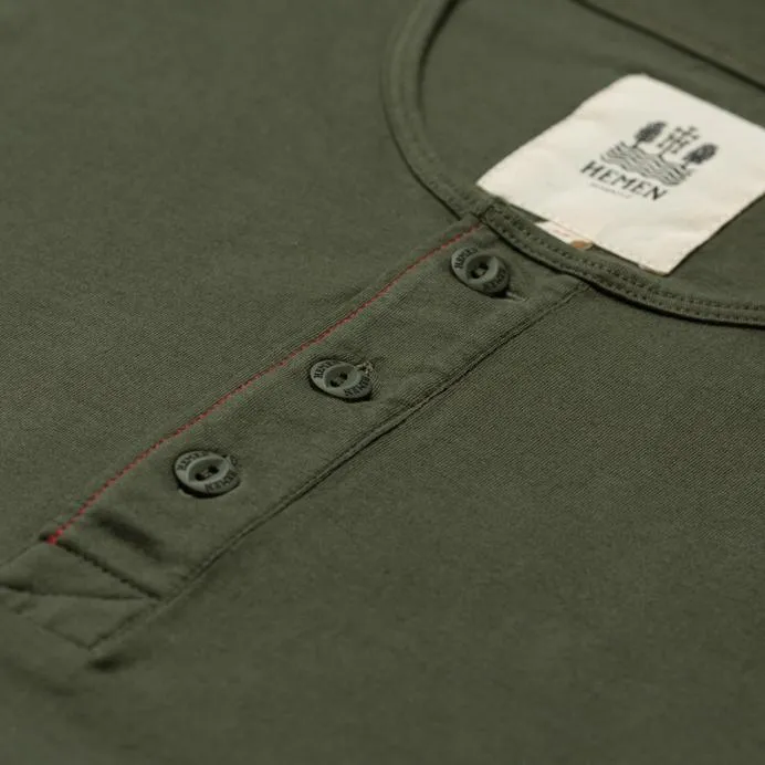 NIKO | Organic Long Sleeve Henley | Dark Forest Green