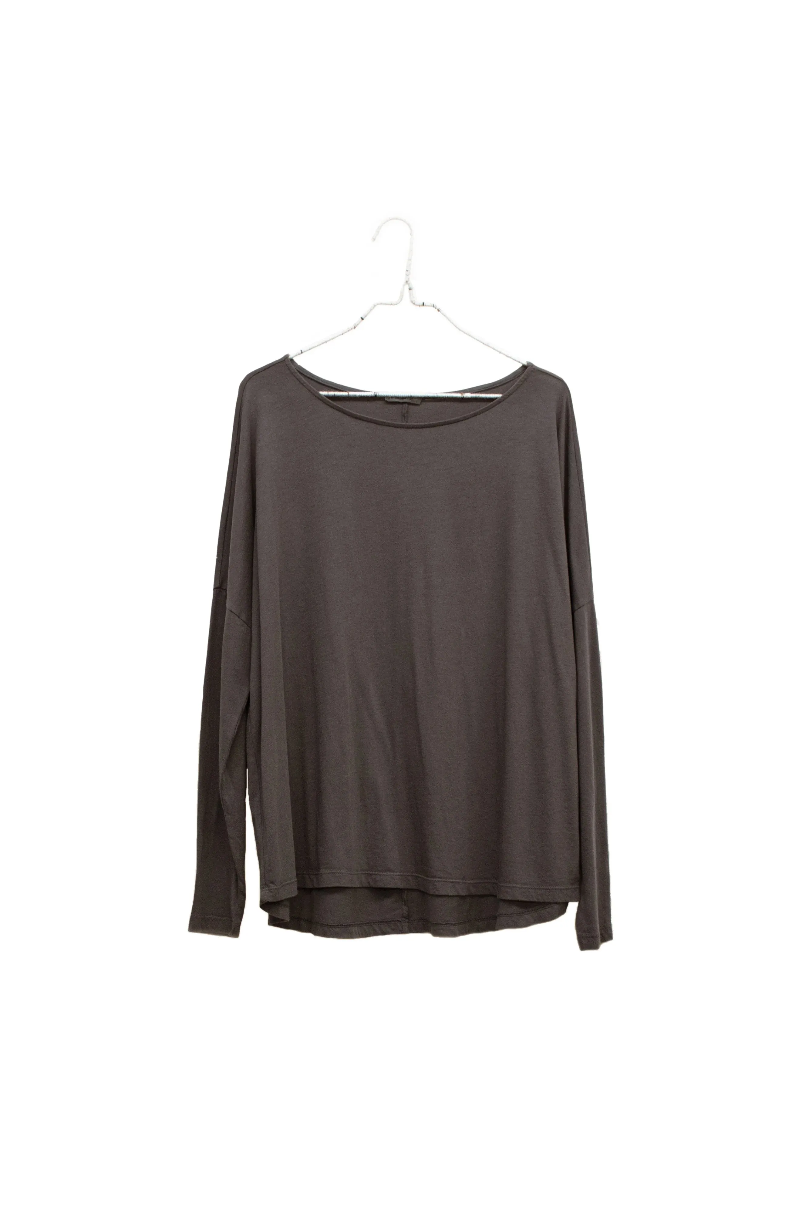 Organic Long Sleeve Boxy Tee in Soil