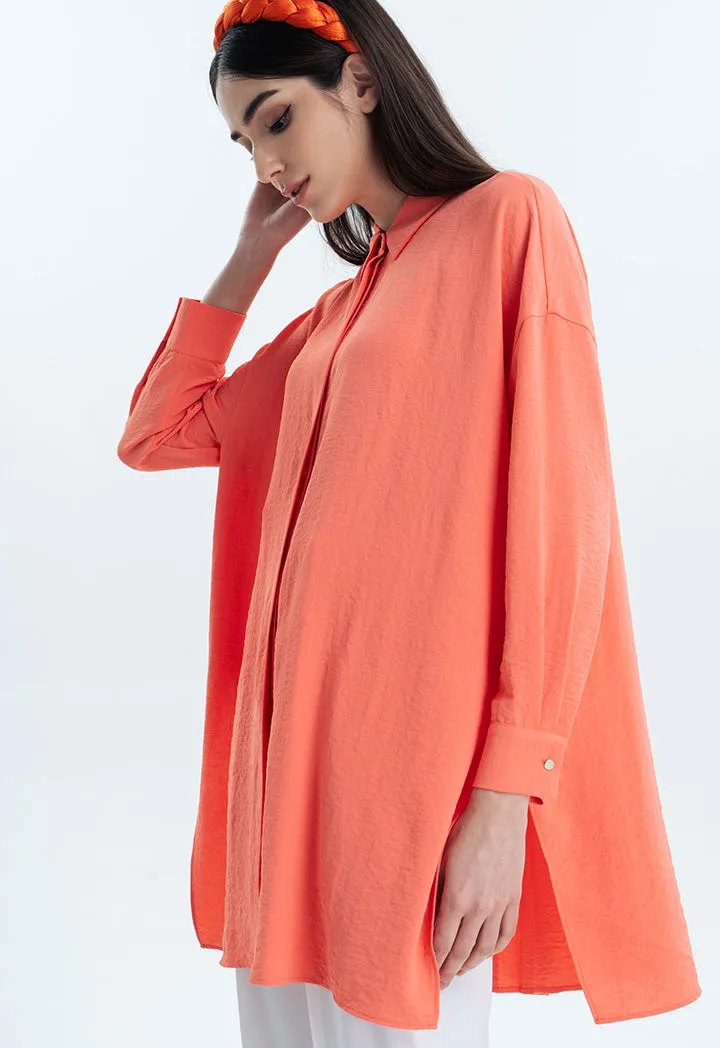 Oversized Solid Blouse With Side Slits