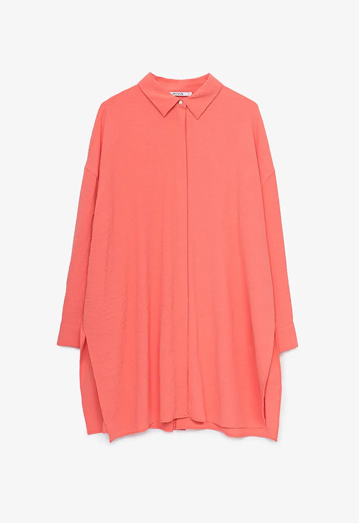 Oversized Solid Blouse With Side Slits