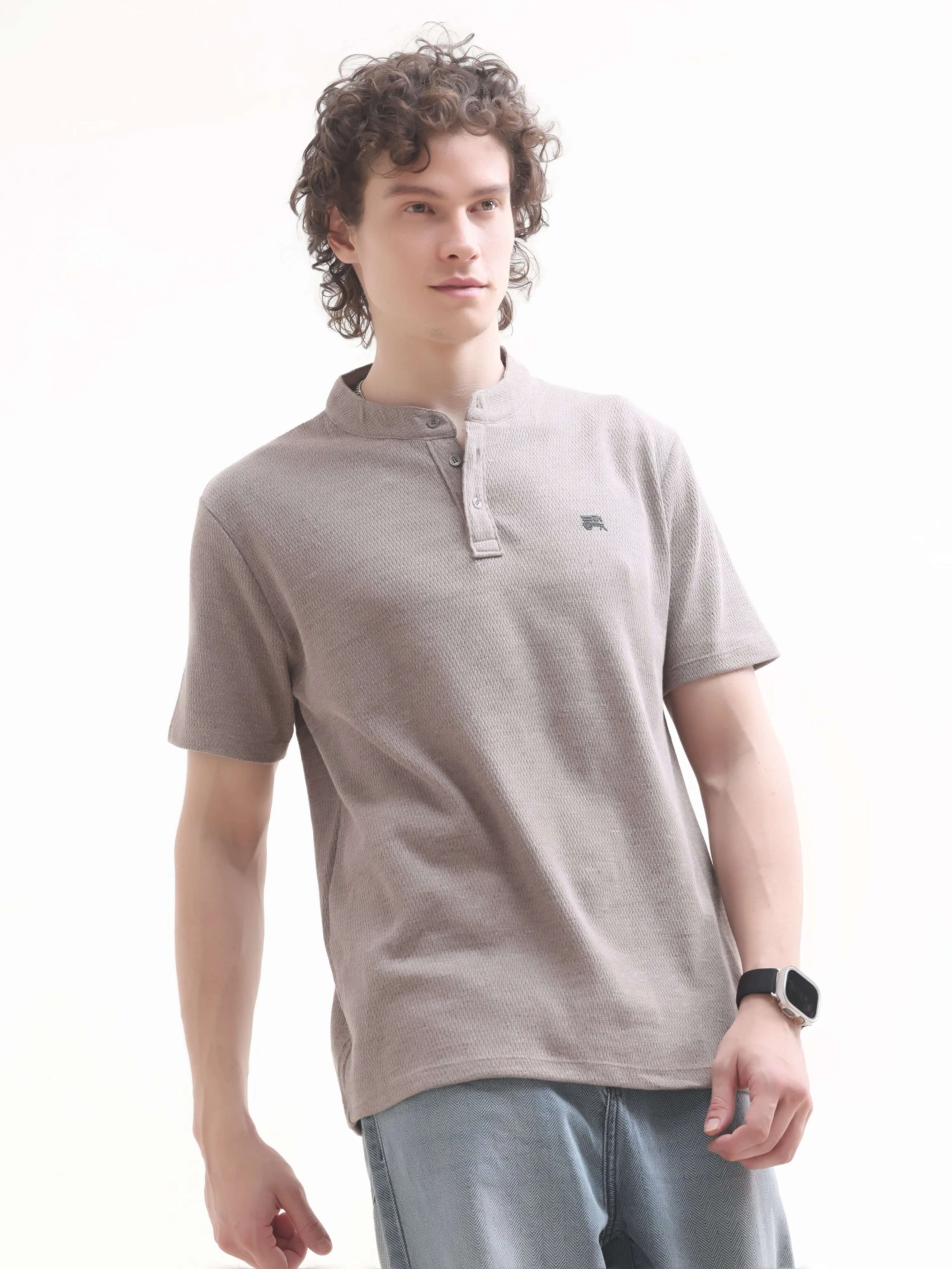 Pinnacle dusky brown henley tshirt