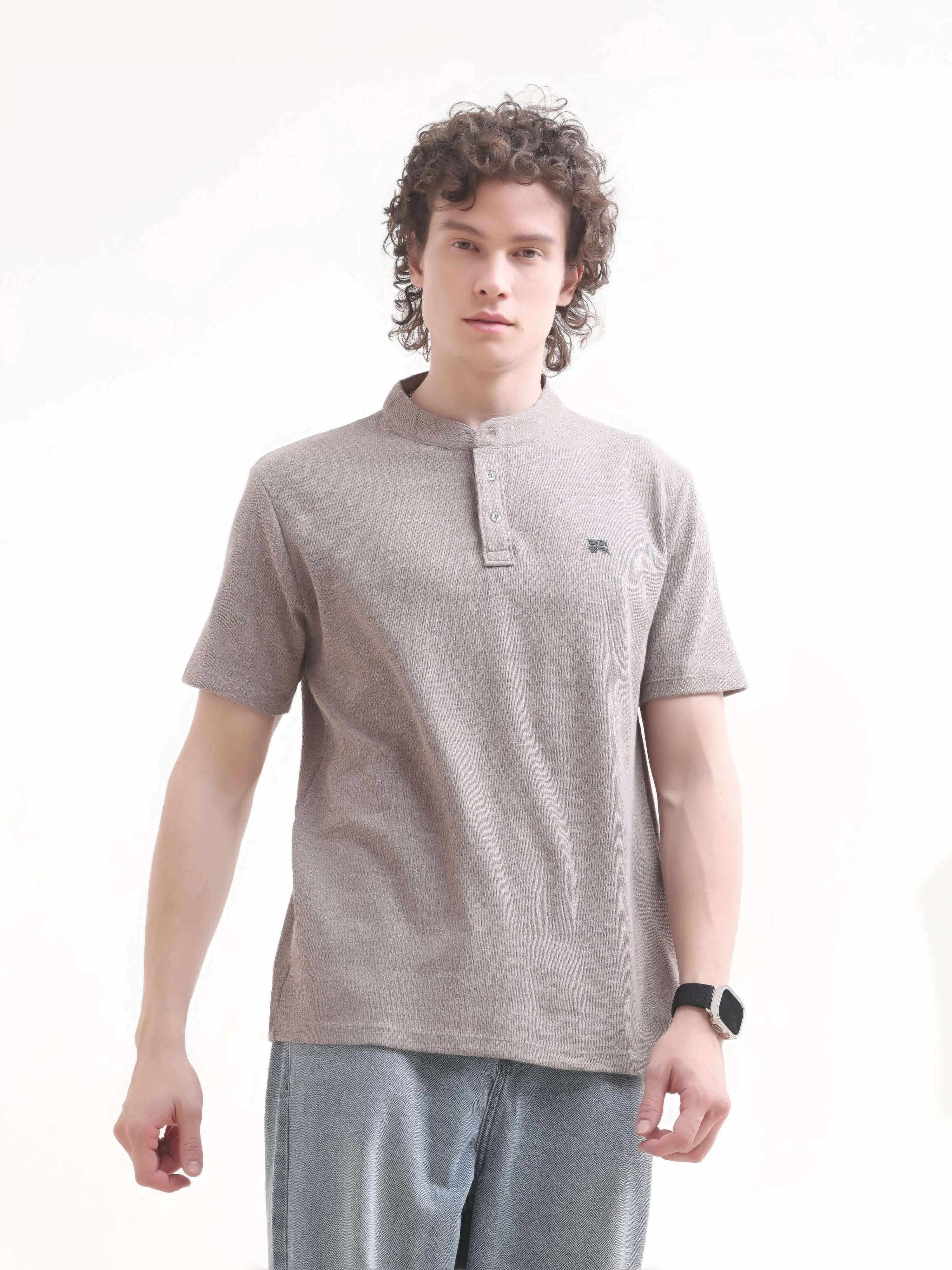 Pinnacle dusky brown henley tshirt