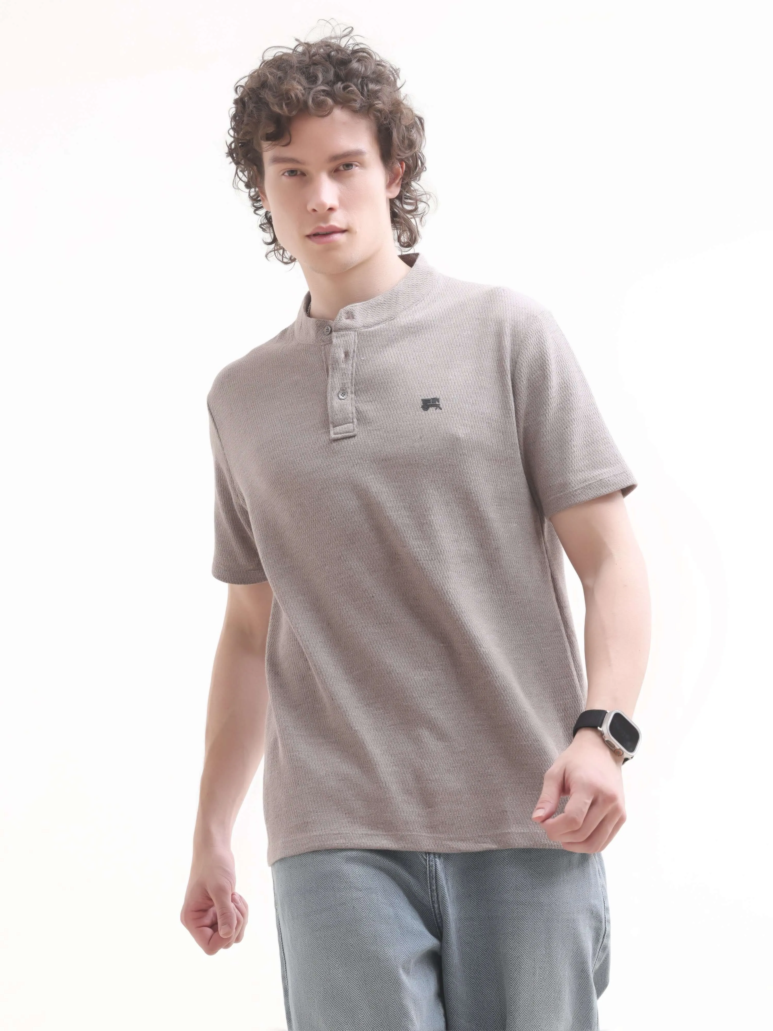 Pinnacle dusky brown henley tshirt