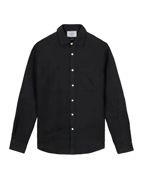 Portuguese Flannel Linen Long Sleeve Shirt - Black