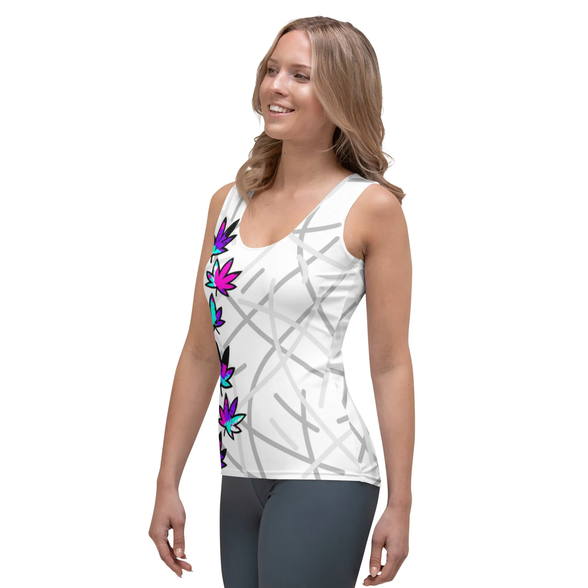 Purple Drip Leaf Sublimation Cut & Sew Tank Top