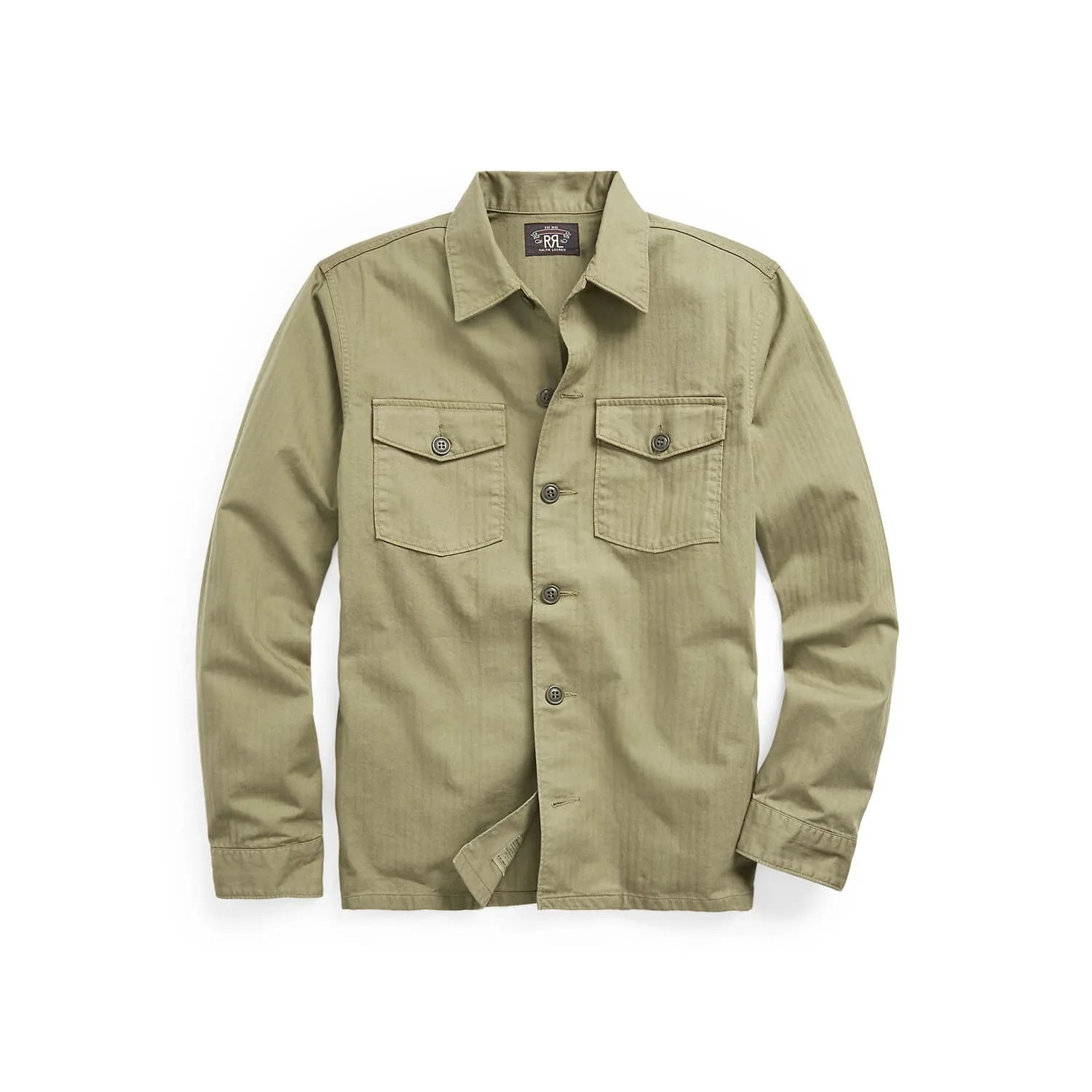 RRL Herringbone Twill Shirt Military Olive