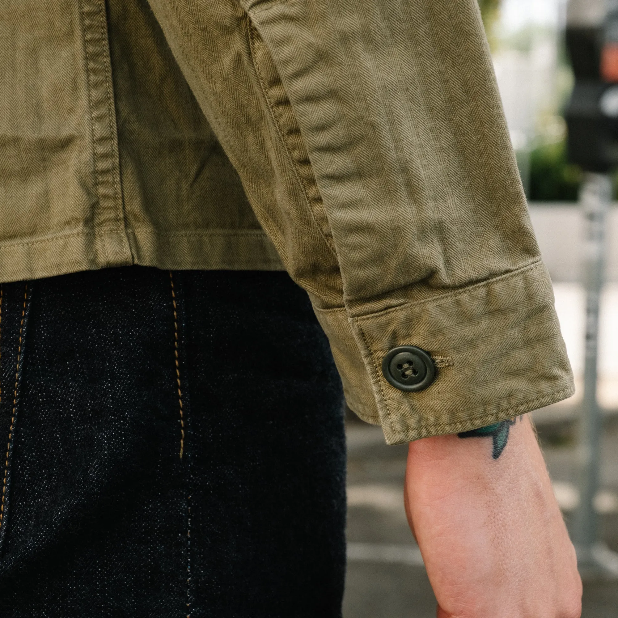 RRL Herringbone Twill Shirt Military Olive