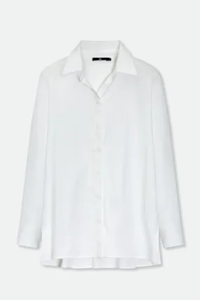 SCOUT PLEAT BACK SHIRT IN ITALIAN COTTON STRETCH WHITE