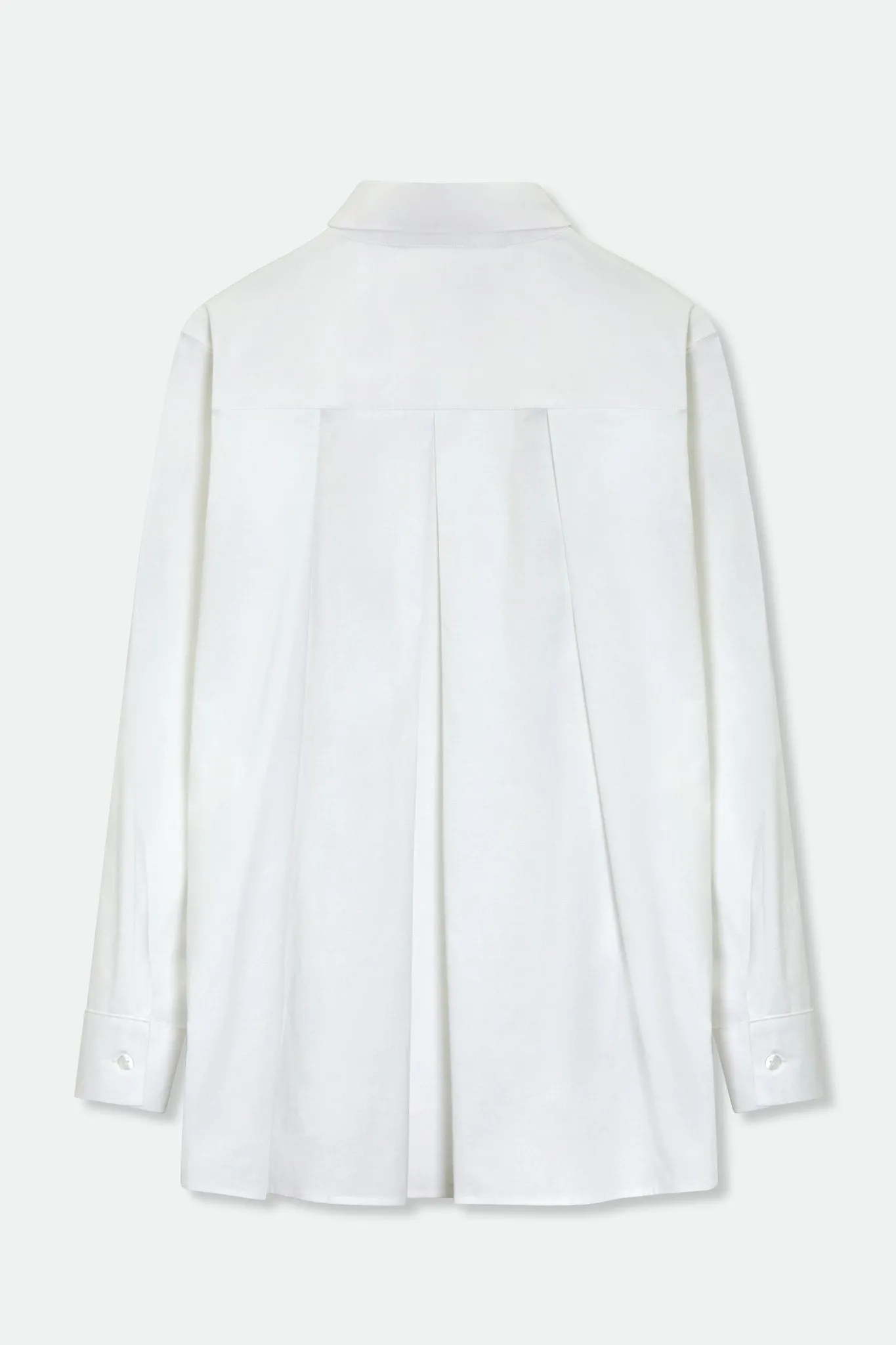 SCOUT PLEAT BACK SHIRT IN ITALIAN COTTON STRETCH WHITE