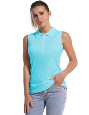 Sleeveless Slim Fit Polo Shirt blue_yogastudio