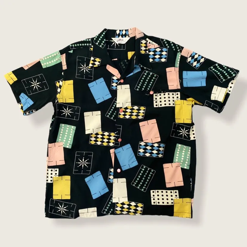 Sugarcane Star Of Hollywood short sleeve Lounge shirt - "Game Cards" Print