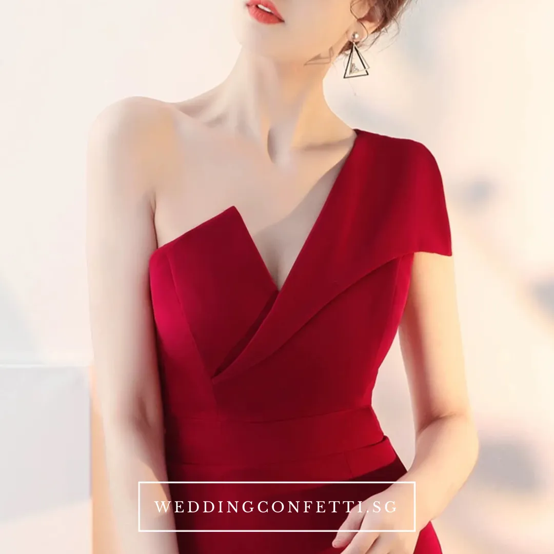 The Claudine One Shoulder Red / Black / White Gown With Slit