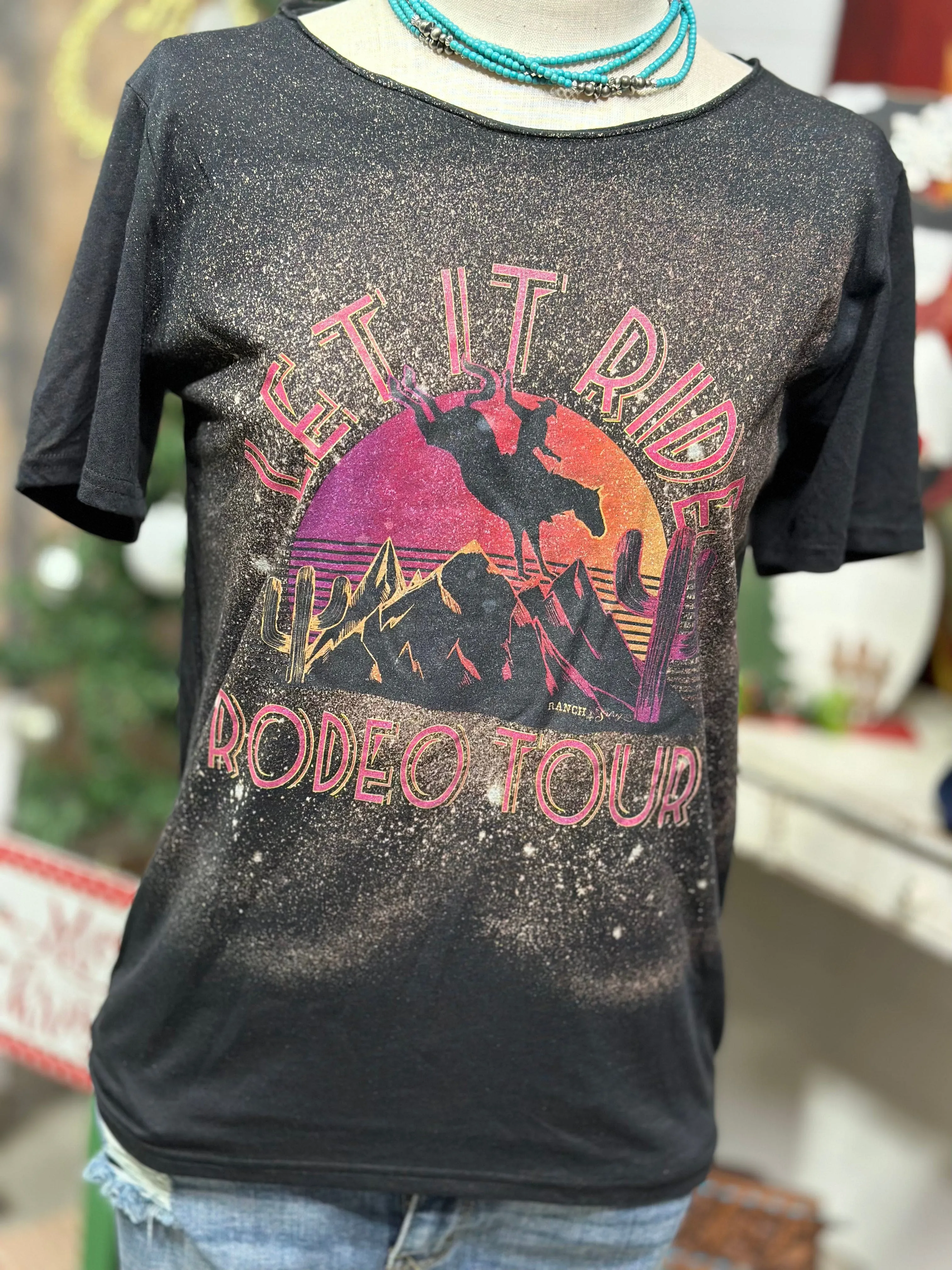 The Let It Ride Rodeo Tour Bleached Tee