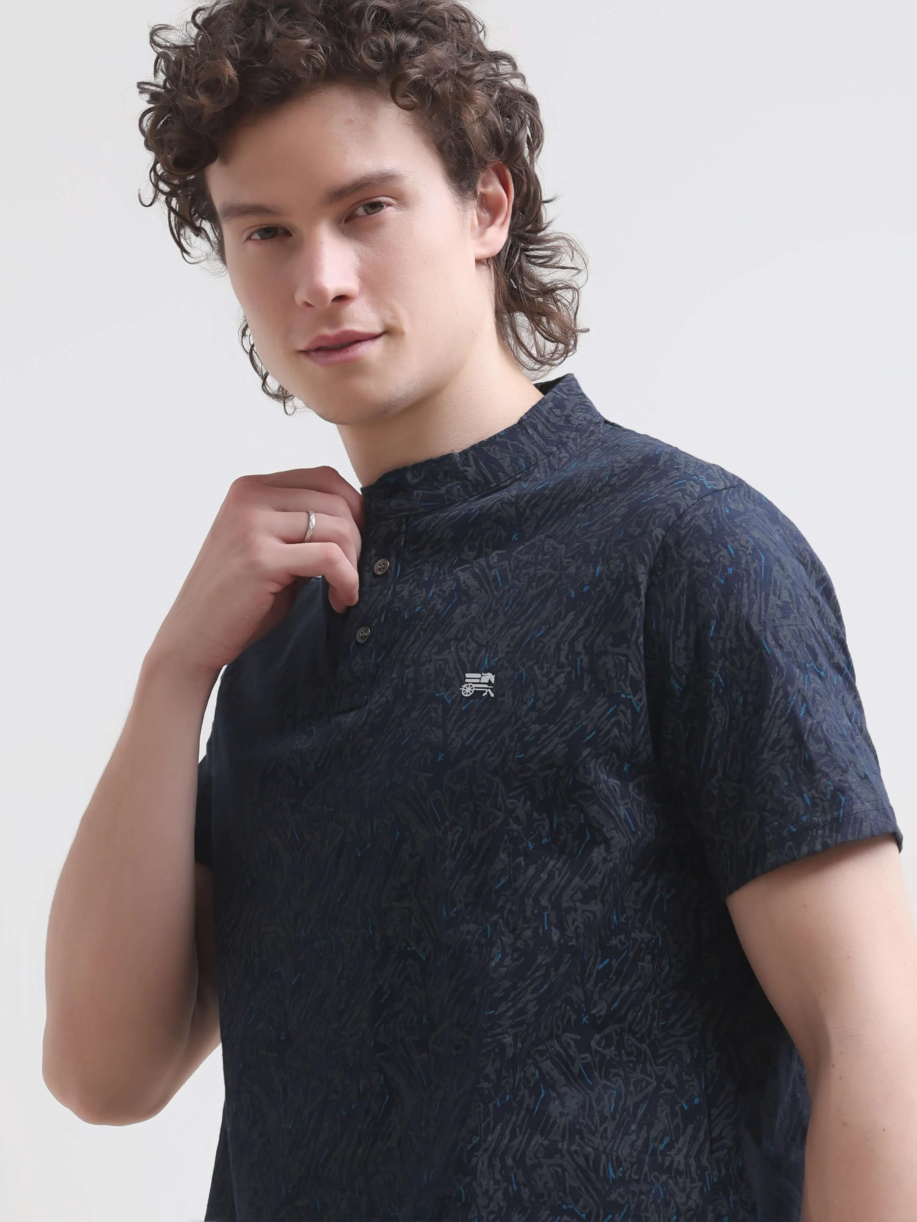 Trib tropical blue henley tshirt