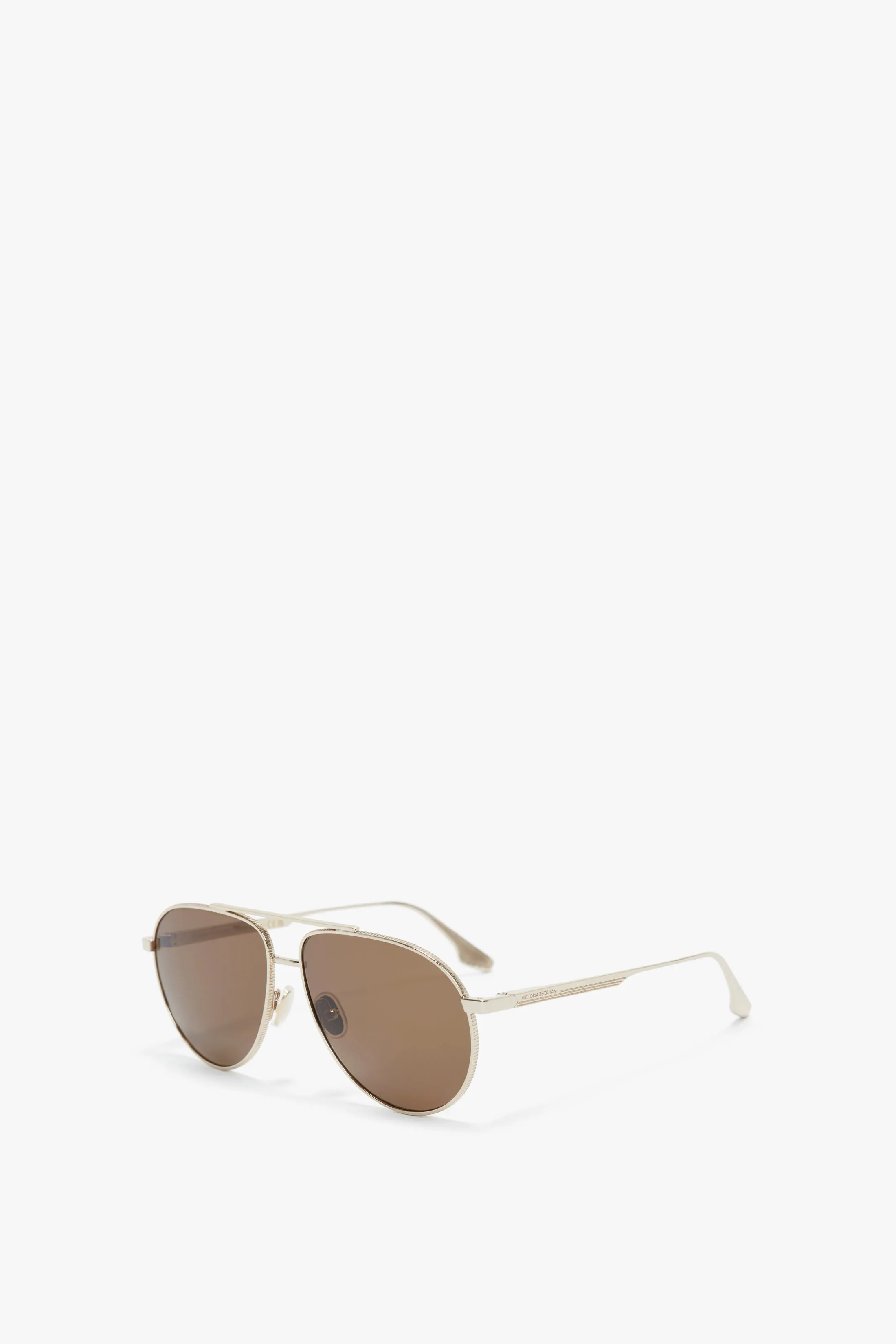 V Metal Pilot Sunglasses In Gold-Khaki