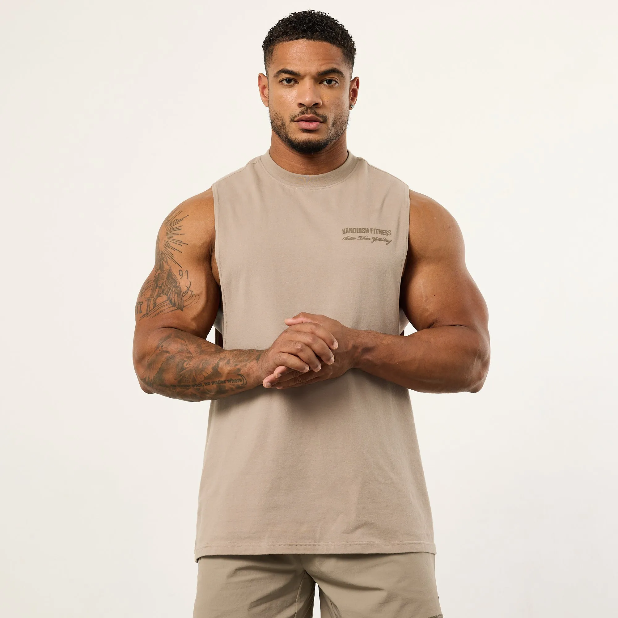 Vanquish Sand Signature Sleeveless T Shirt