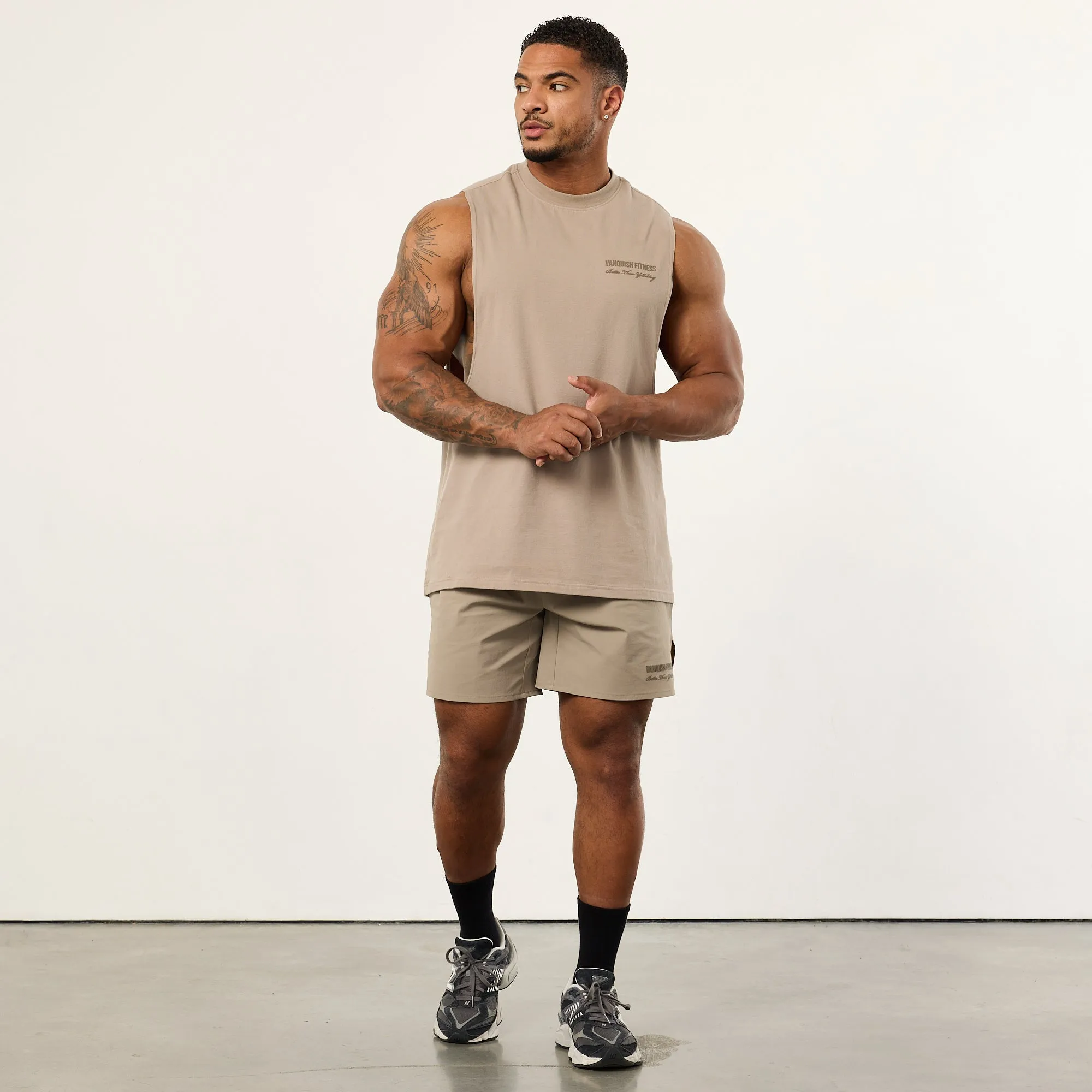 Vanquish Sand Signature Sleeveless T Shirt