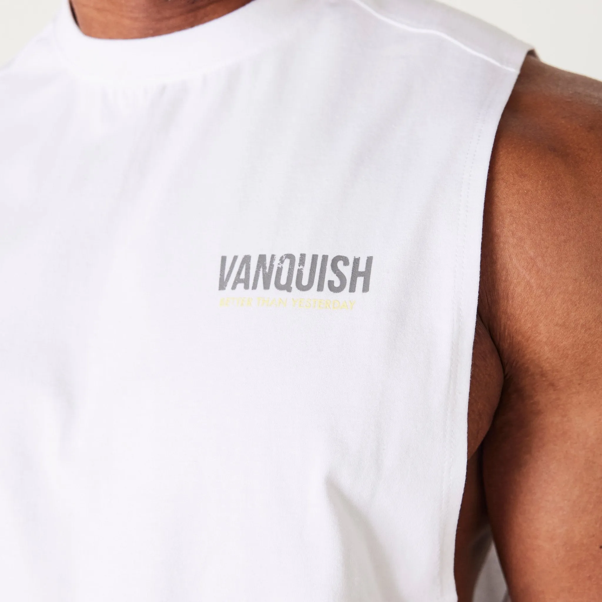 Vanquish Washed Collection White Sleeveless T Shirt