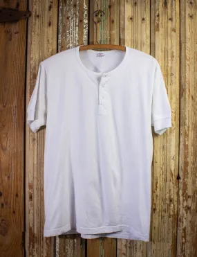 1970s Large Vintage Race Brand White Henley Shirt for Men