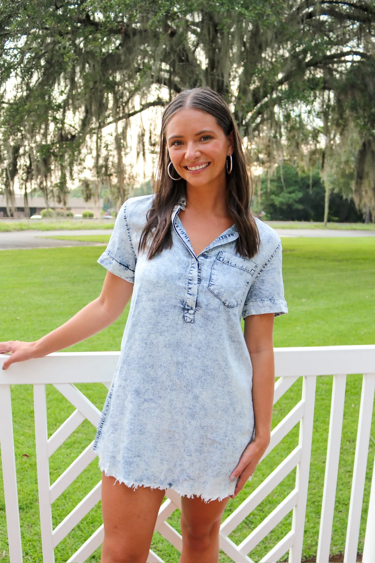 Washed Denim Shirt Dress