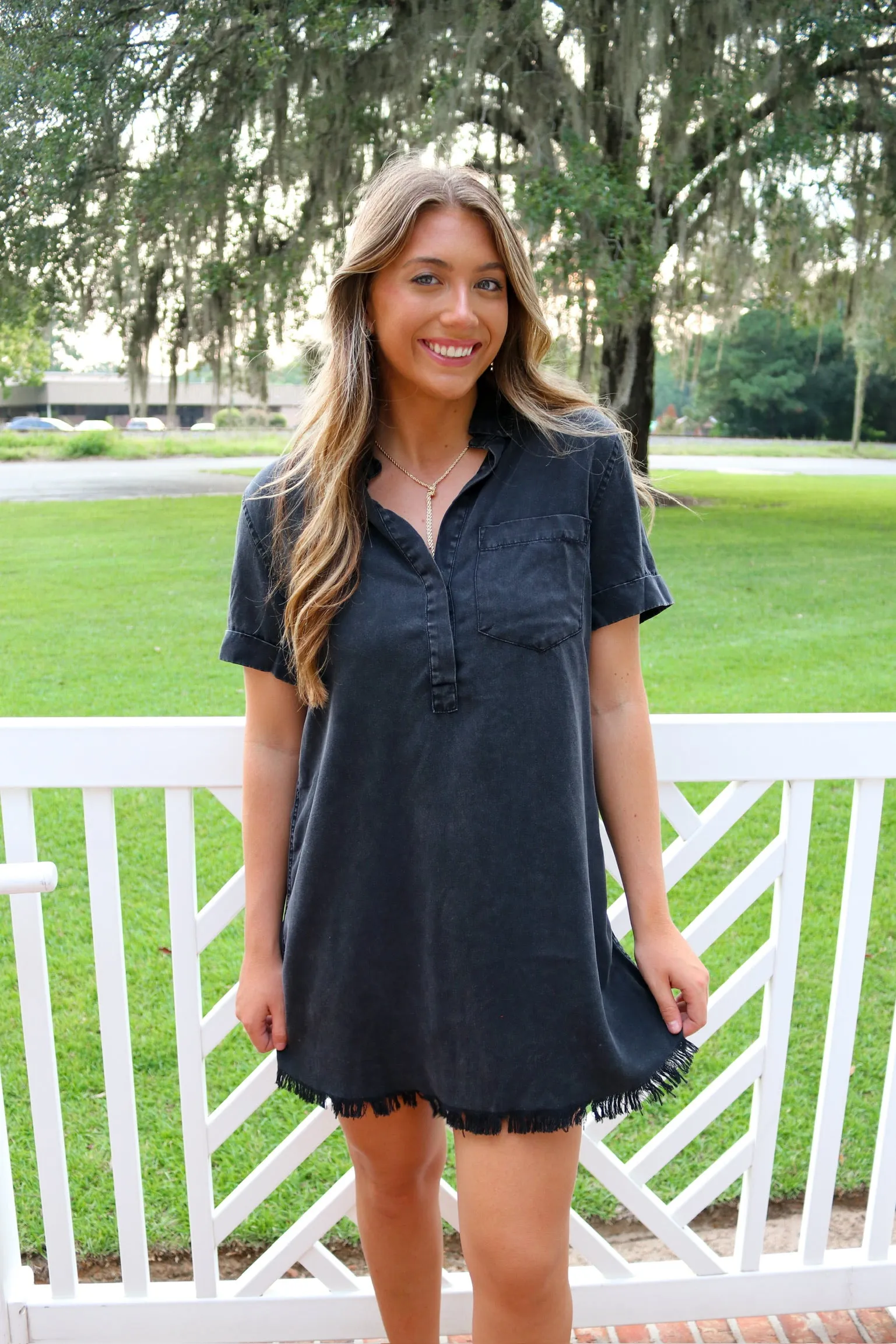 Washed Denim Shirt Dress