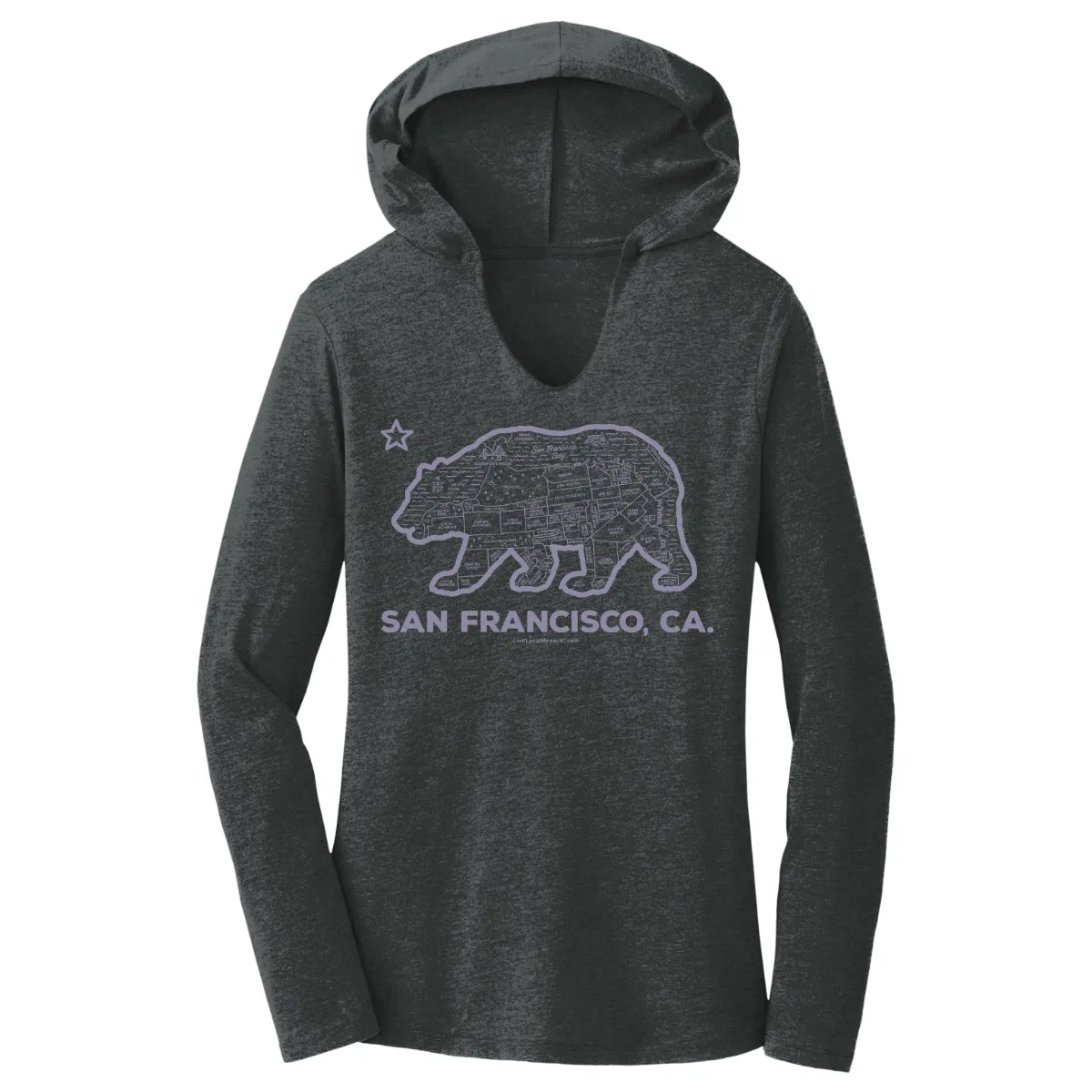 Women's San Francisco Bear Map Hooded T-Shirt