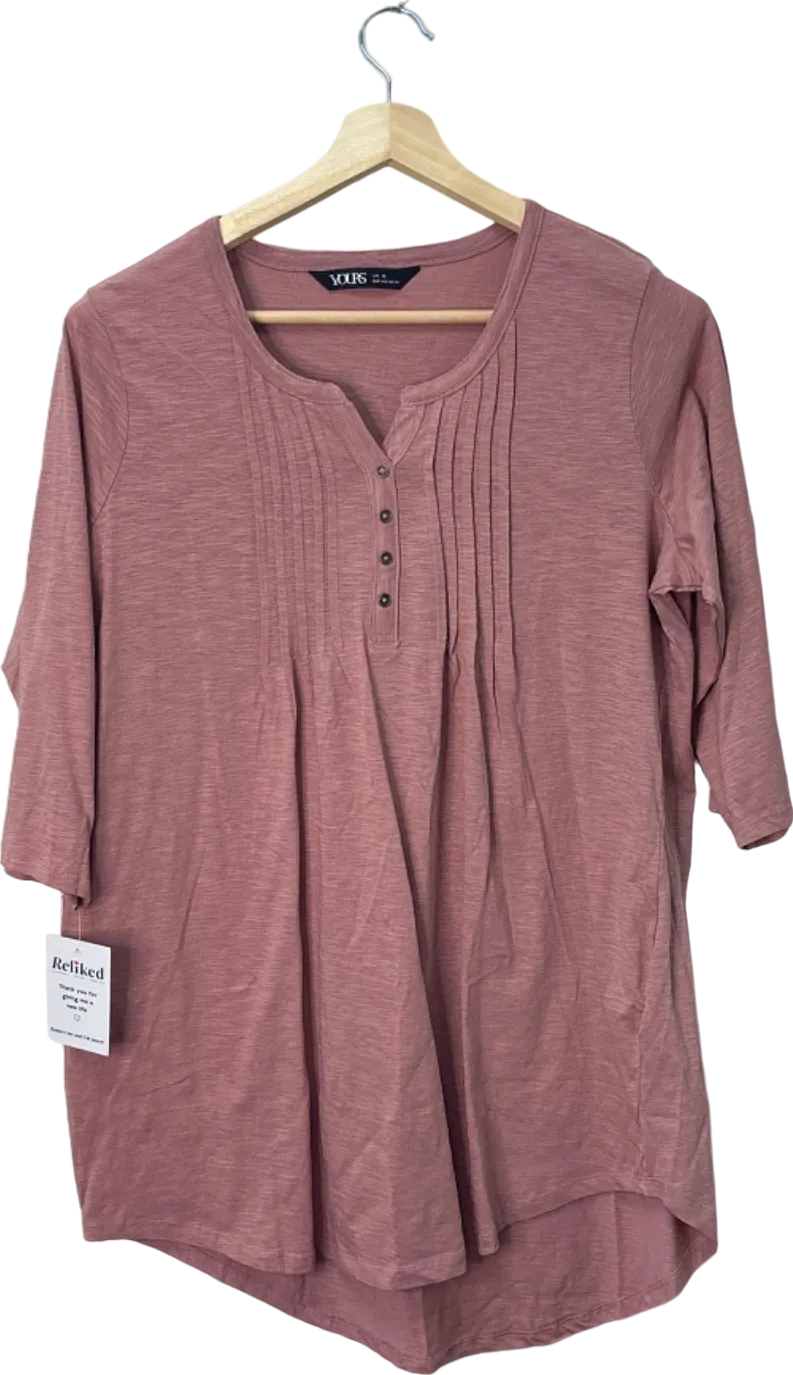 Yours Pink Pleated Henley Tunic UK Size 18